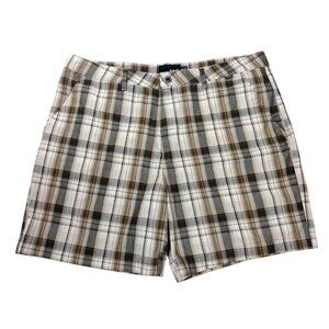 Hurley Shorts Mens 38 Casual Flat Front Brown Check‎